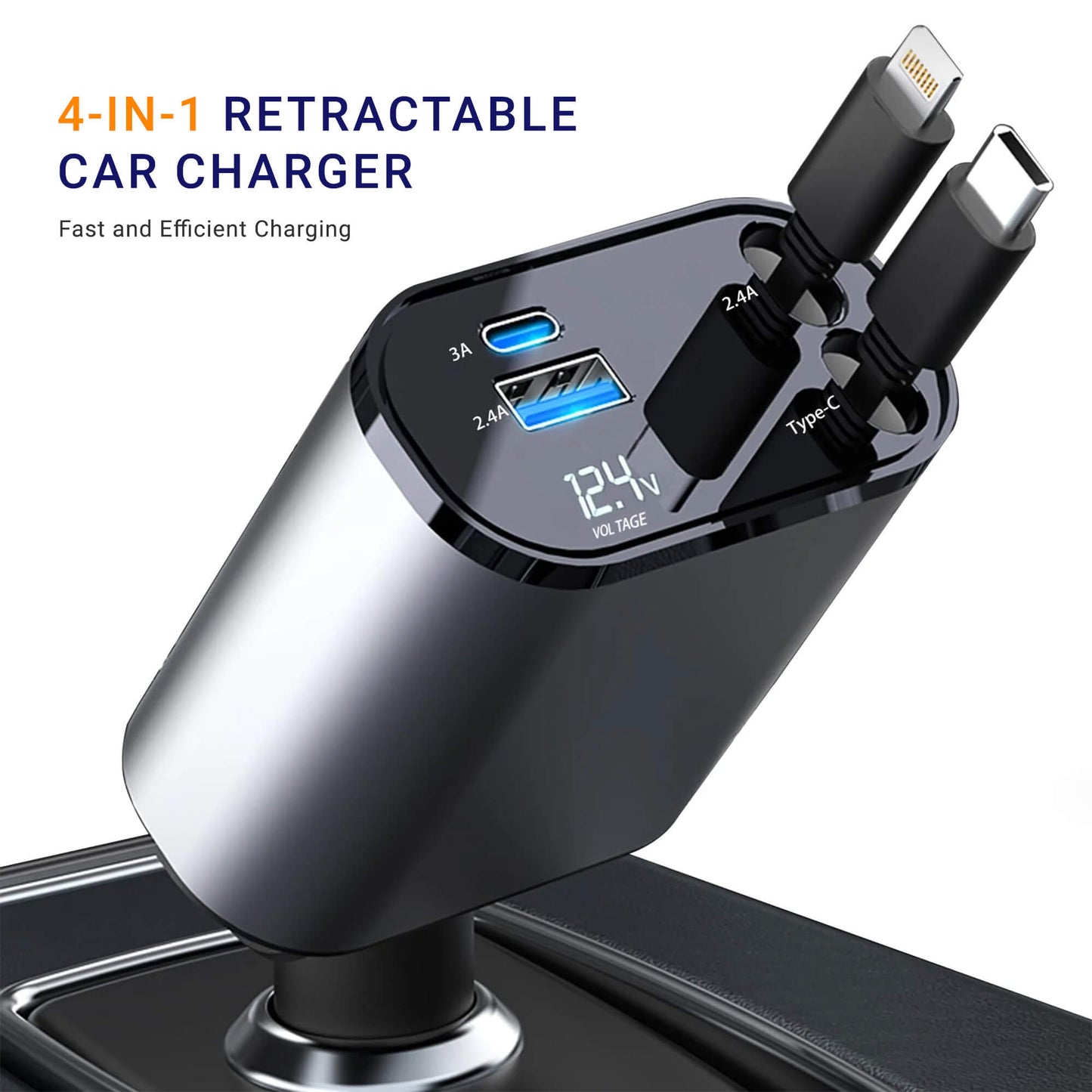 FAST CHARGE RETRACTABLE CAR CHARGER